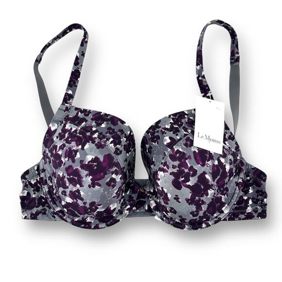 Le Mystere Safari Plunge T Shirt Bra Size 32DDD 32F Floral Winter Foliage - Picture 1 of 8